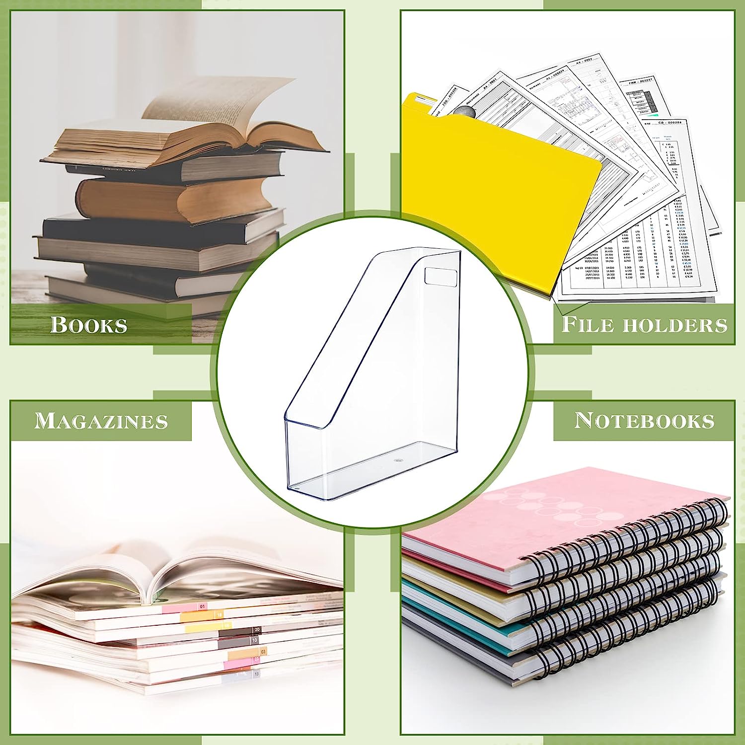 6 Pieces Clear Acrylic Magazine File Holder Plastic Desk Organizer with Handle Basics Vertical Magazine Rack Desk Folder Document Storage Organizer for Office Home School Work Study Desktop Supplies - Image 6
